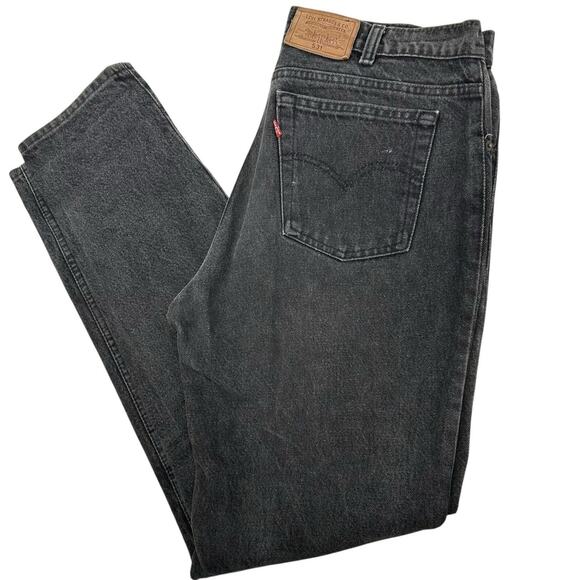 Vintage 80s Men's Levi's 531 Black Straight Leg Faded Denim Jeans 36x32 (35x33) - Picture 1 of 9